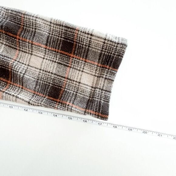 Papillon Womens Long Sleeve Plaid Curved Hi-Lo Hem Brown Tan Top Size S - Picture 4 of 6